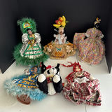 Collection of Decorative Cloth Dolls and Plush Panda - thumbnail 1 of 8