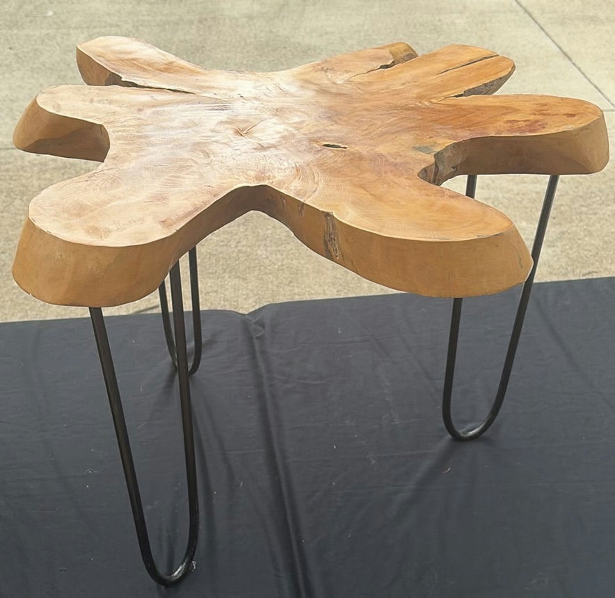 Live-edge wooden coffee table with hairpin legs - image 1 of 5