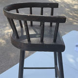 Dark wooden bar-height stool with curved back - thumbnail 5 of 7