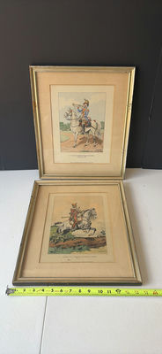 Two framed vintage French cavalry trumpeter prints - Image 1 of 5