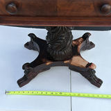 Antique wooden side table with two-drawer cabinet on carved pedestal base - thumbnail 2 of 10