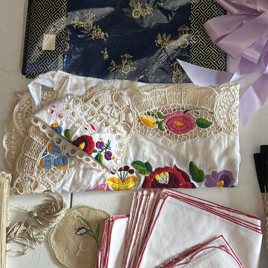 Decorative Textiles, Embroidered Linens, and Frog Wall Art - image 3 of 7