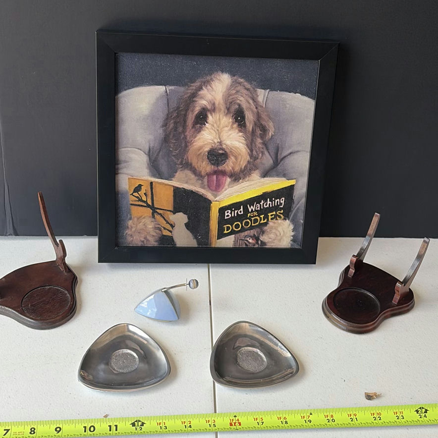 Framed dog portrait with book and assorted display pieces - image 2 of 6