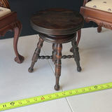 Two carved wooden doll chairs with a round side table - thumbnail 4 of 7