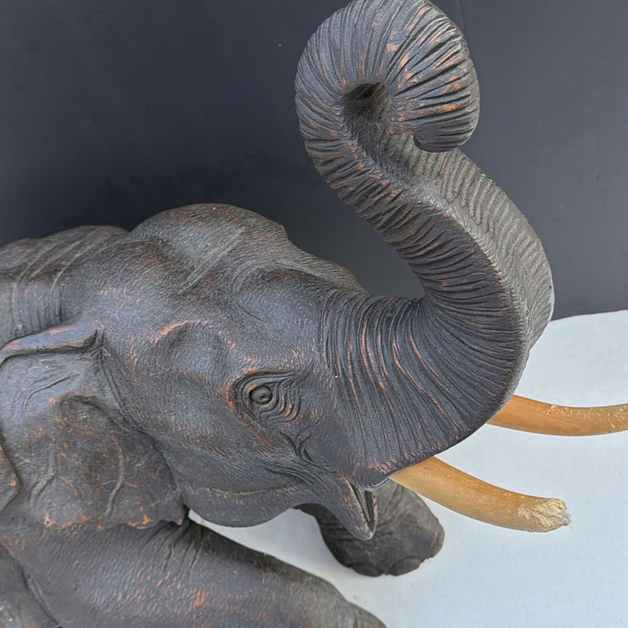 Elephant statue with raised trunk - image 5 of 9