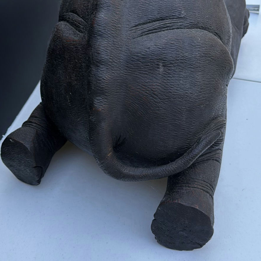 Dark elephant statue with raised trunk - image 8 of 8