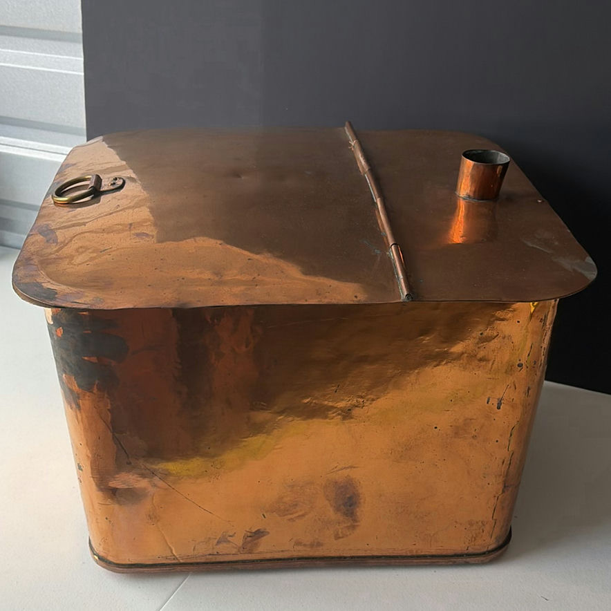 Copper rectangular metal container with hinged lid and vent - image 2 of 6