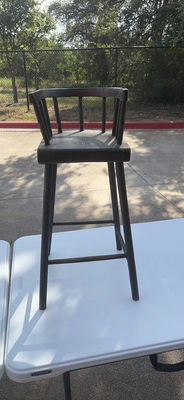 Dark wooden bar-height stool with curved back - Image 1 of 7