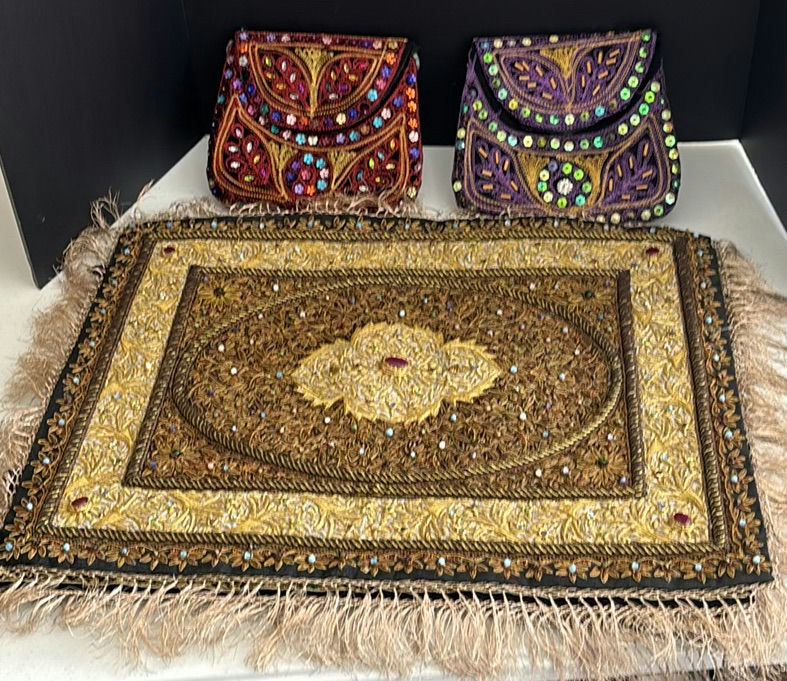 Decorative Embroidered Textile Mats and Beaded Pouches - image 1 of 7