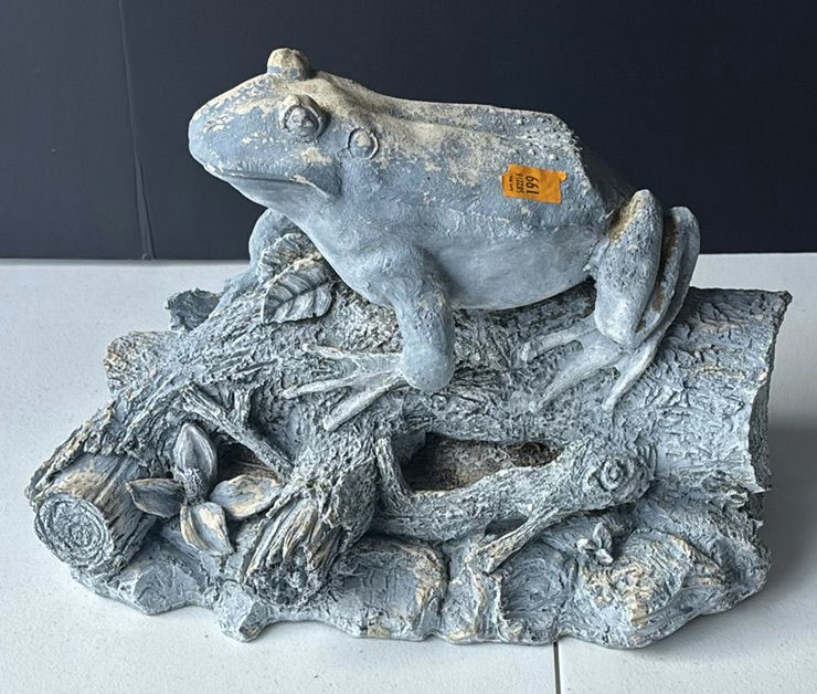 Frog Garden Statue on Log Base - image 1 of 4