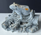 Frog Garden Statue on Log Base - thumbnail 1 of 4