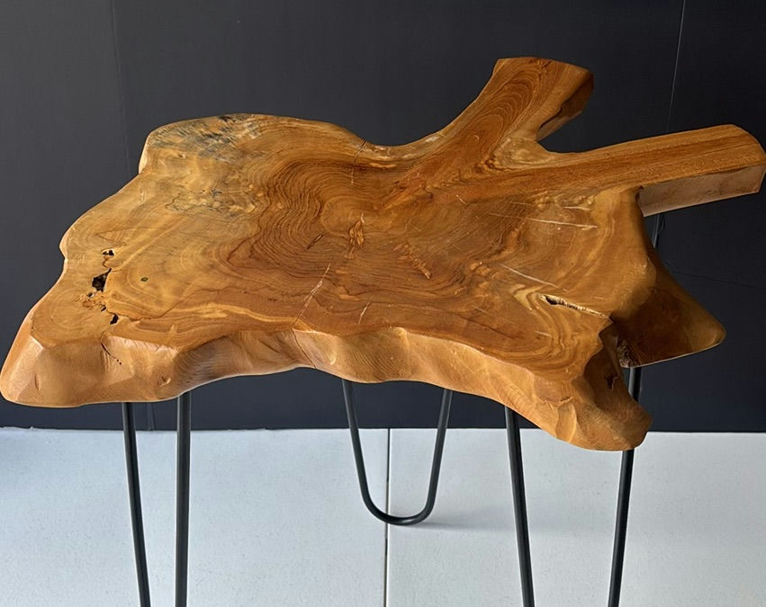 Live Edge Wood Side Table with Metal Hairpin Legs - image 2 of 5