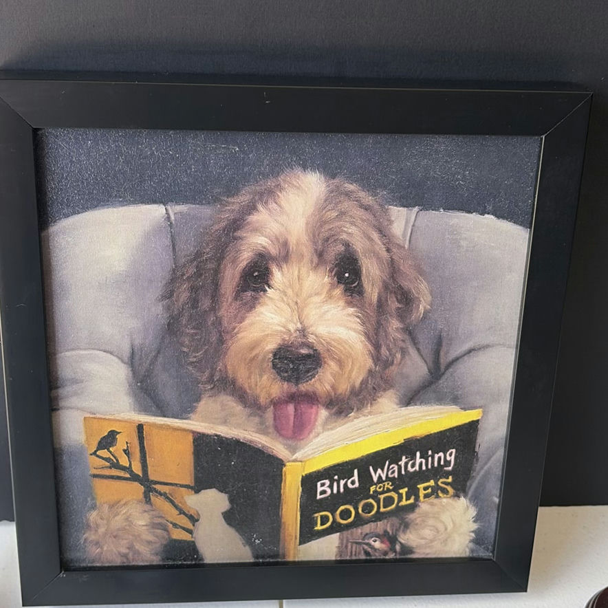 Framed dog portrait with book and assorted display pieces - image 6 of 6