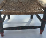 Small black-painted wooden chair with woven seat and floral decoration - thumbnail 4 of 8