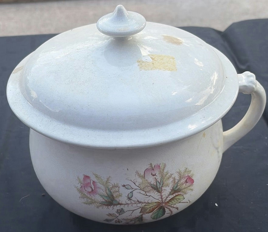 Lidded blue floral ceramic pot (Creative Pottery Co.) - image 1 of 8