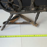 Antique spinning wheel with brass candlesticks and hand tools - thumbnail 4 of 7