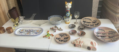 Assorted decorative ceramics, glassware, and wooden containers - Image 1 of 19