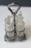 Antique collection: jewelry pouch, ornate metal pieces, glass cruet set, and wooden boxes - thumbnail 5 of 8