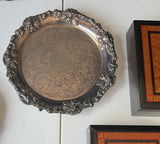 Silver plate decorative trays and black lacquer boxes with orange inlays - thumbnail 3 of 4
