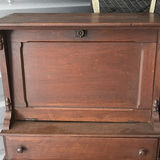 Vintage wooden secretary desk with drop-front writing surface - thumbnail 3 of 9