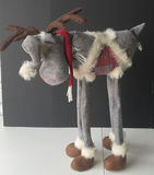 Gray plush reindeer with faux fur trim - thumbnail 1 of 3