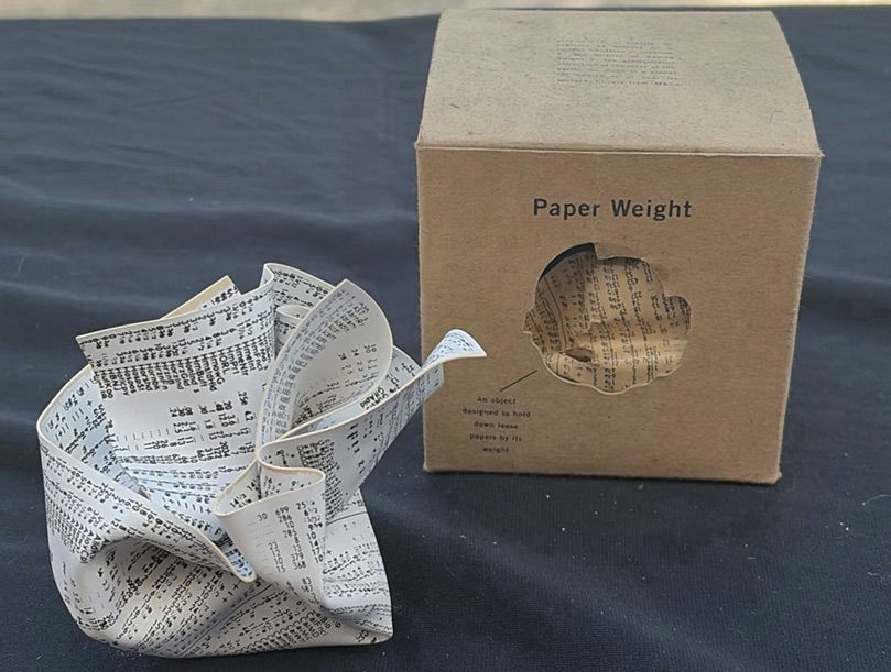 Paper Weight Sculpture Set with Printed-Text Artwork, Purple Block, and Figurine - image 2 of 5