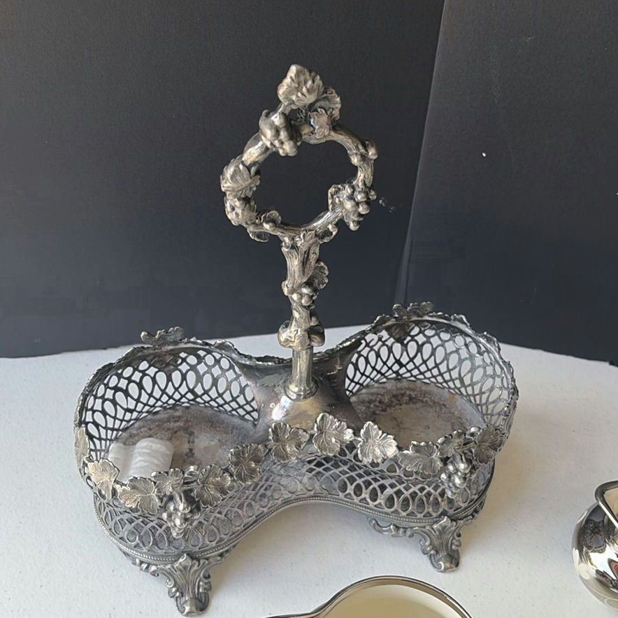 Ornate silver-tone decorative metalware collection - image 7 of 8