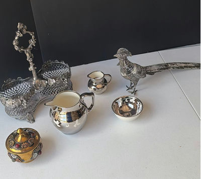 Ornate silver-tone decorative metalware collection - Image 1 of 8