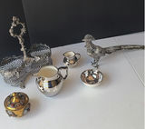 Ornate silver-tone decorative metalware collection - thumbnail 1 of 8