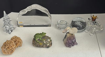 Assorted Glass Figurines and Mineral Decor Pieces - Image 1 of 9