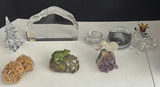 Assorted Glass Figurines and Mineral Decor Pieces - thumbnail 1 of 9