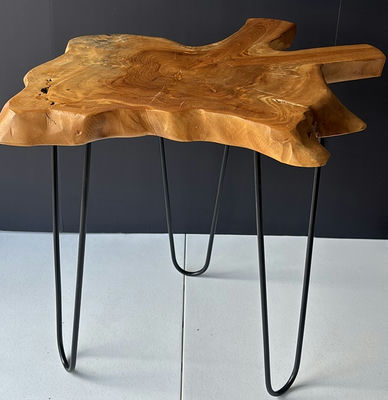 Live Edge Wood Side Table with Metal Hairpin Legs - Image 1 of 5