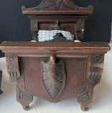 Antique carved wooden doll bed with doll and cradle piece - thumbnail 4 of 7