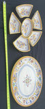 Ceramic Majolica-style serving set: oval platter and six wedge dishes - thumbnail 1 of 5