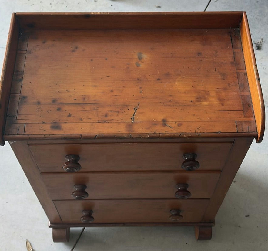 Wooden three-drawer chest with tray-style top - image 3 of 5