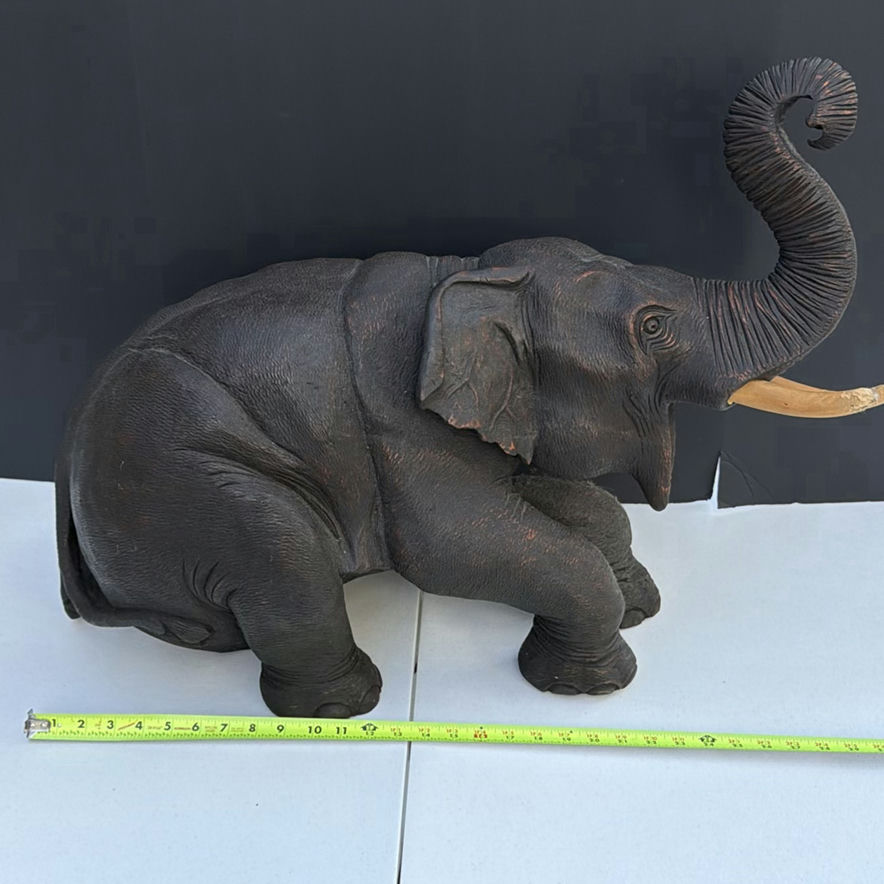 Elephant statue with raised trunk - image 2 of 9