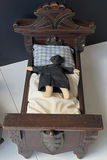 Antique carved wooden doll bed with doll and cradle piece - thumbnail 3 of 7