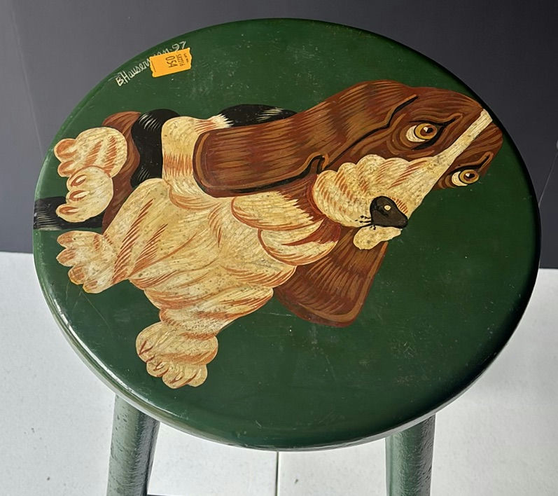 Green Wooden Stool with Dog Design - image 2 of 5