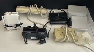 Netgear Router, Ameriphone Alarm Clock, Surge Protector, and Electronics Accessories - Image 1 of 9