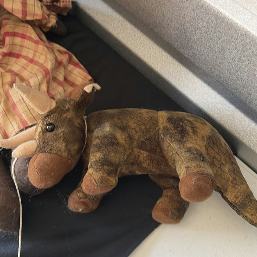 Rag doll and brown dinosaur plush toy - image 5 of 5
