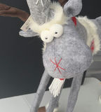 Gray plush reindeer with faux fur trim - thumbnail 2 of 3