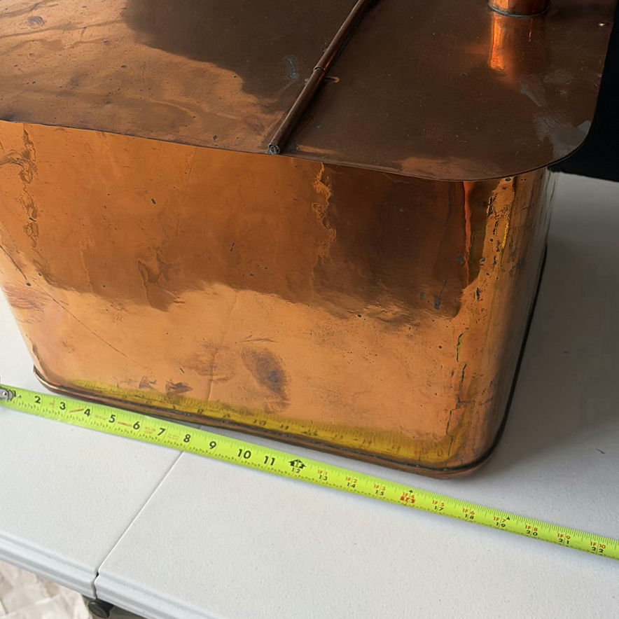 Copper rectangular metal container with hinged lid and vent - image 5 of 6