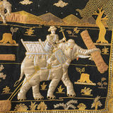 Embroidered black fabric wall hangings with gold elephant motifs - thumbnail 3 of 7