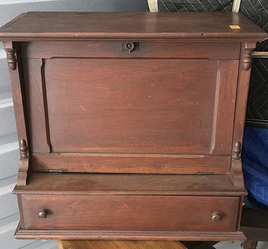 Vintage wooden secretary desk with drop-front writing surface - image 1 of 9