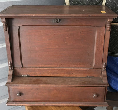Vintage wooden secretary desk with drop-front writing surface - Image 1 of 9