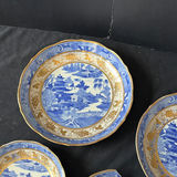Blue and white porcelain bowls and plates with gold trim - thumbnail 2 of 7