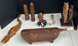Collection of Carved Wooden and Decorative Figurines - thumbnail 1 of 12