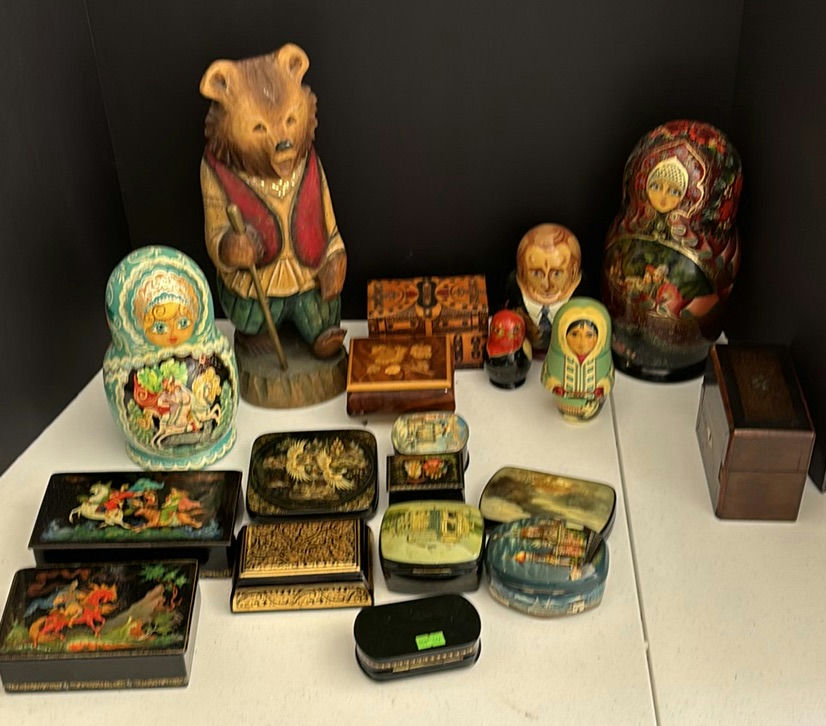Collection of Russian Lacquer Boxes and Matryoshka Dolls - image 1 of 12