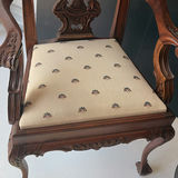 Two carved wooden doll chairs with a round side table - thumbnail 3 of 7