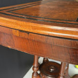 Antique Card Table with Green Baize and Carved Pedestal - thumbnail 7 of 11